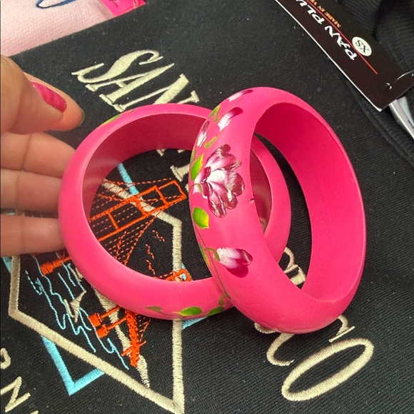 Pink Floral Bangle Set - Picture 2 of 3